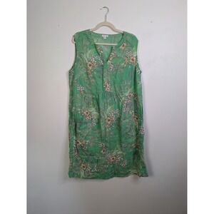 J Jill Love Linen Dress 2x Floral Resort Wear Beach Summer Tropical